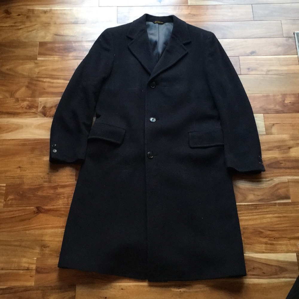 Nordstrom 3/4 length cashmere navy blue overcoat